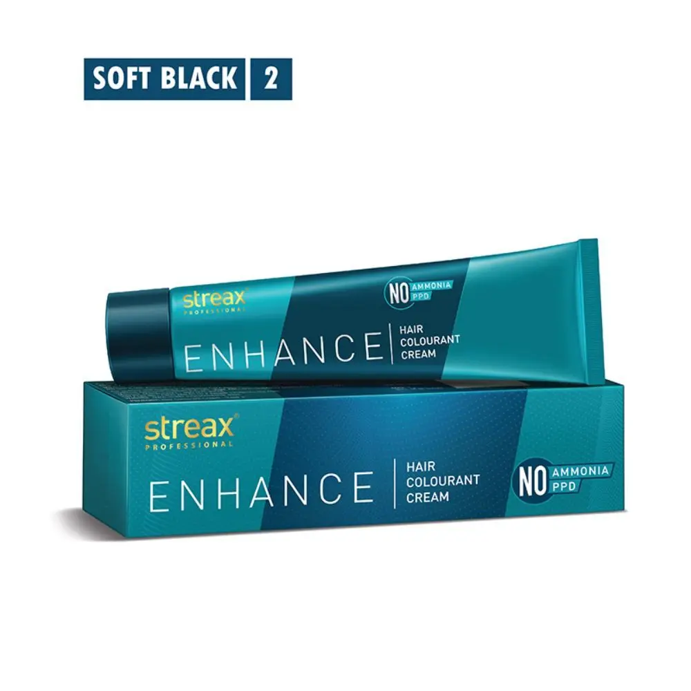 Streax Professional Enhance Hair Colourant - Soft Black 2 (90g)