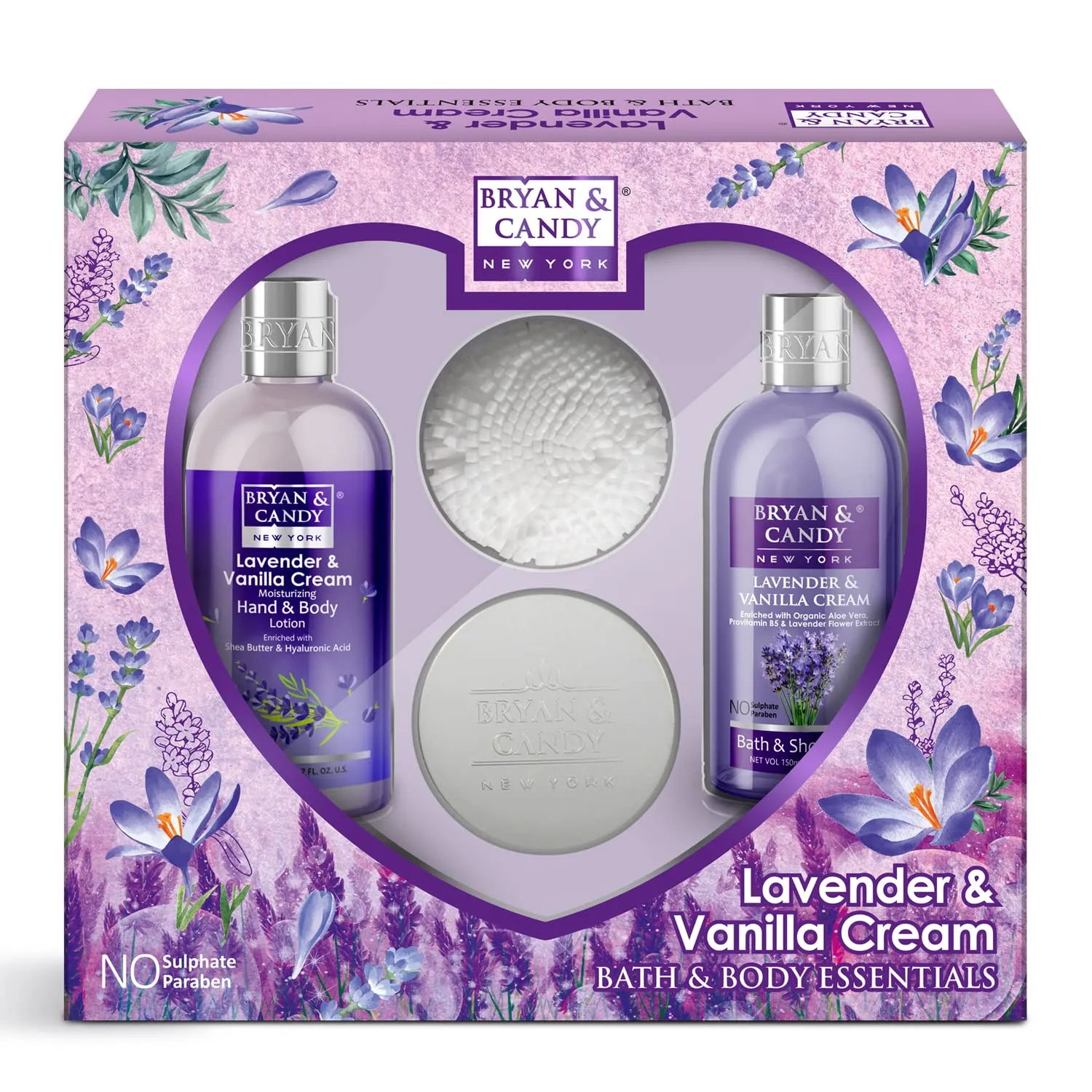 BRYAN & CANDY New York Lavender And Vanilla Cream Gift Set For Women Combo Heart Kit (Pack Of 3)