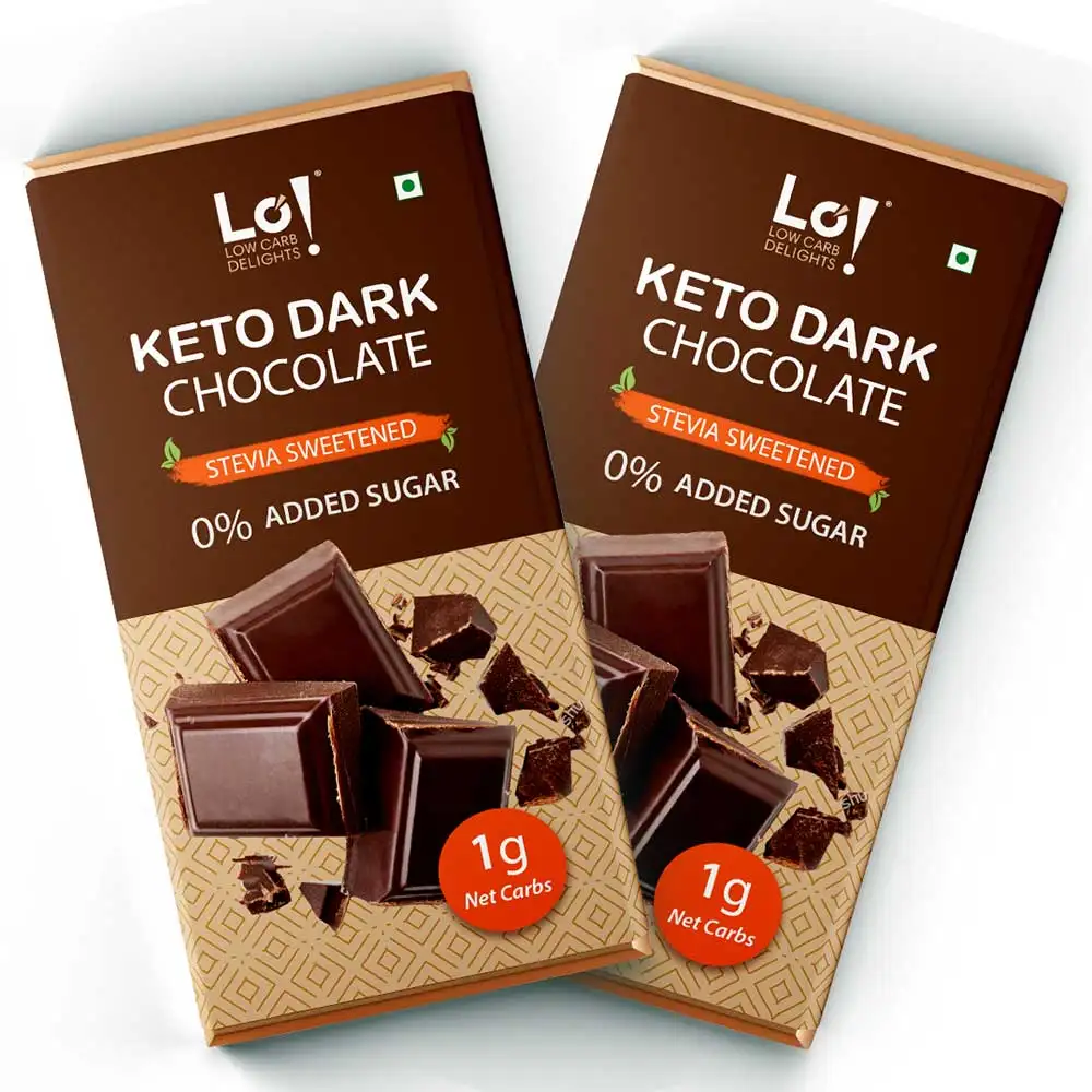 Lo! Foods Dark Keto Chocolates,  2 Piece(s)/Pack  Stevia Sweetened | No Added Sugar