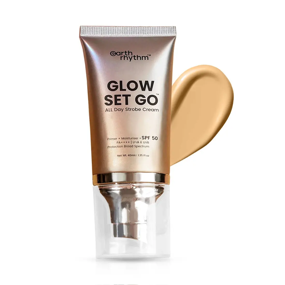 Earth Rhythm - Glow Set Go - All day Strobe Creme - SPF 50 - Golden Glow |Primer + Moisturiser + SPF 50| PA++++ UVA & UVB Protection Broad Spectrum