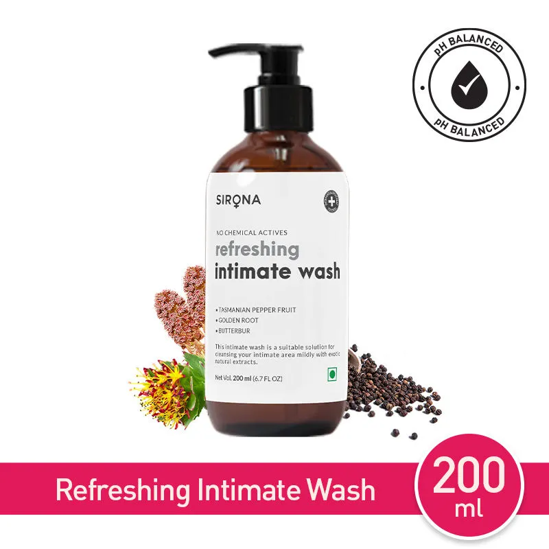 Sirona Natural Intimate Wash for Men & Women with 5 Magical Tasmanian Peper Fruit Golden Root Butterbur & Refreshing