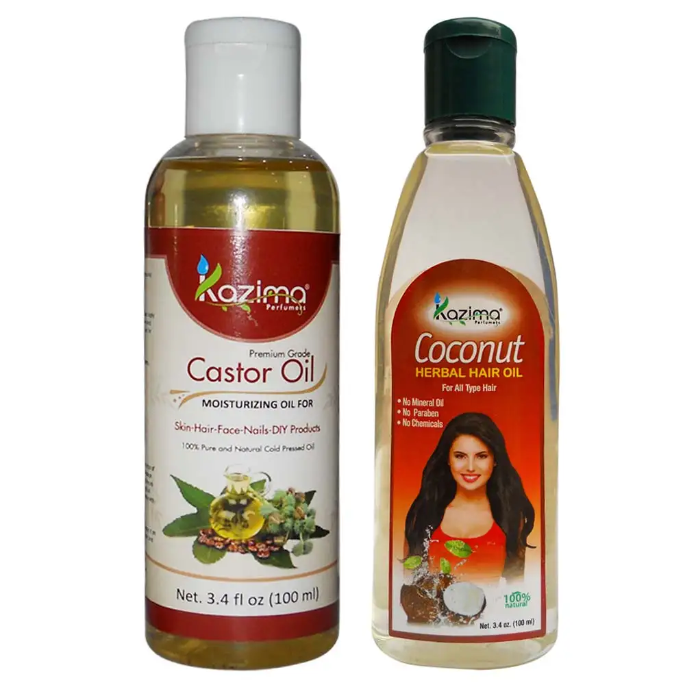 Kazima Castor & Coconut Oil (Each 100ml) Combo,  2 Piece(s)/Pack  All Type Hair & Skin