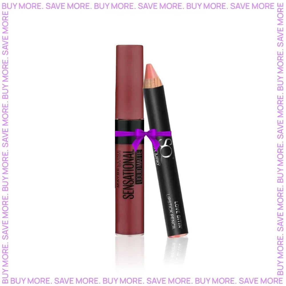 Maybelline New York Sensational Liquid Matte Lipstick 21 Nude (7 ml) + Stay Quirky Lipstick Pencil - Love Bitin', Bite Kiss 14 (2.1g)