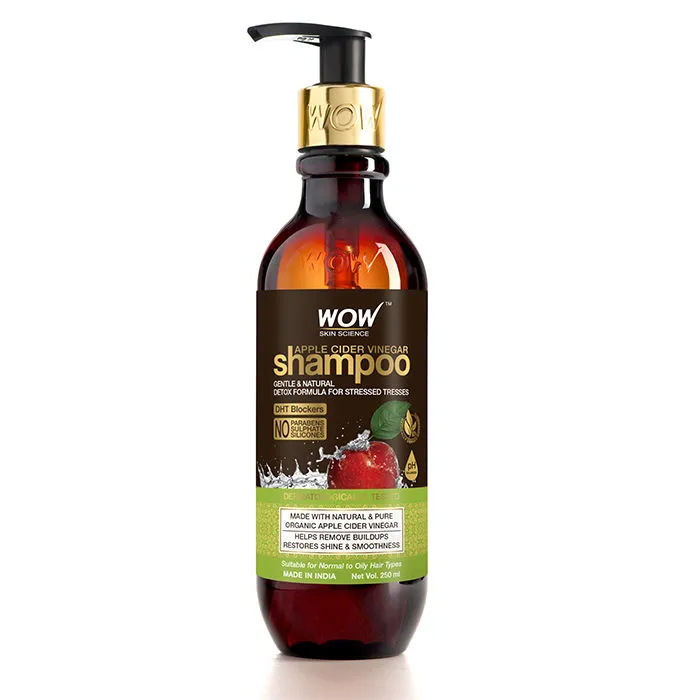 WOW Skin Science Apple Cider Vinegar Shampoo - Restores Shine & Smoothness - No Parabens, Sulphates