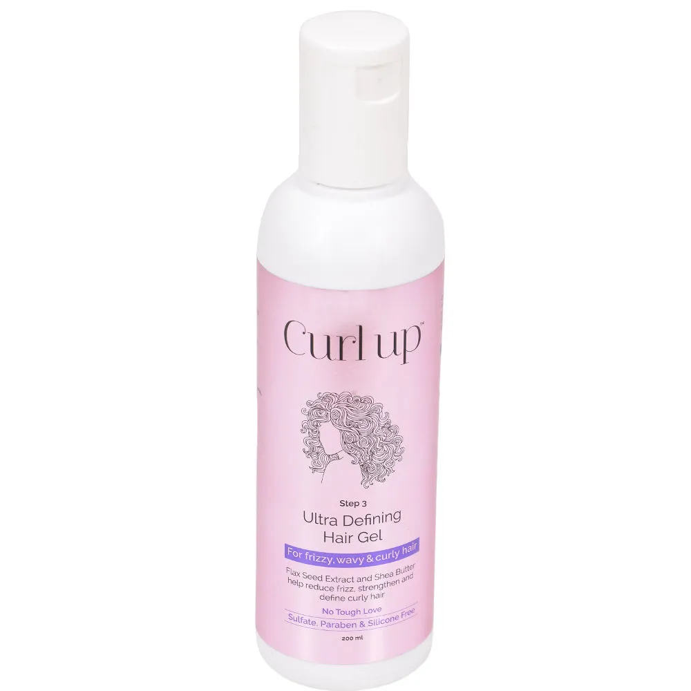 Curl Up Ultra Defining Curly Hair Gel - Strong Hold Flaxseed Hair Gel -For Wavy & Curly Hair