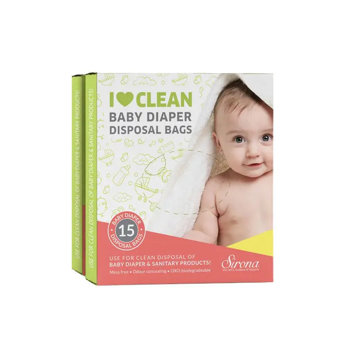 Baby Diapers & Sanitary Disposal Bag by SIRONA (30 Pcs - 2 Packs)