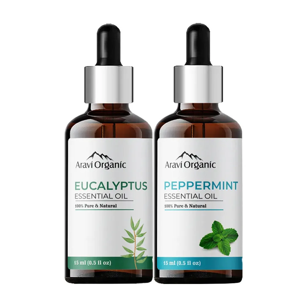 Aravi Organic Peppermint And Eucalyptus Essential Oil Combo