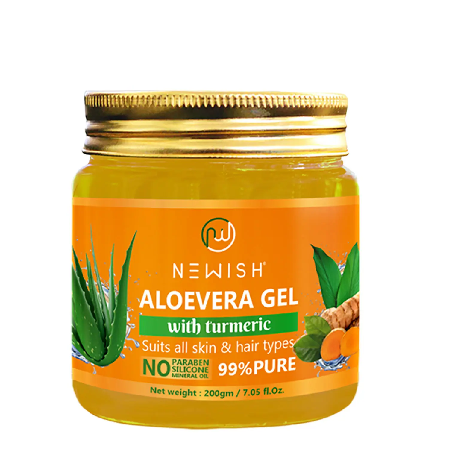 Newish Aloevera Gel Enriched With Turmeric For Face & Skin (200 g)