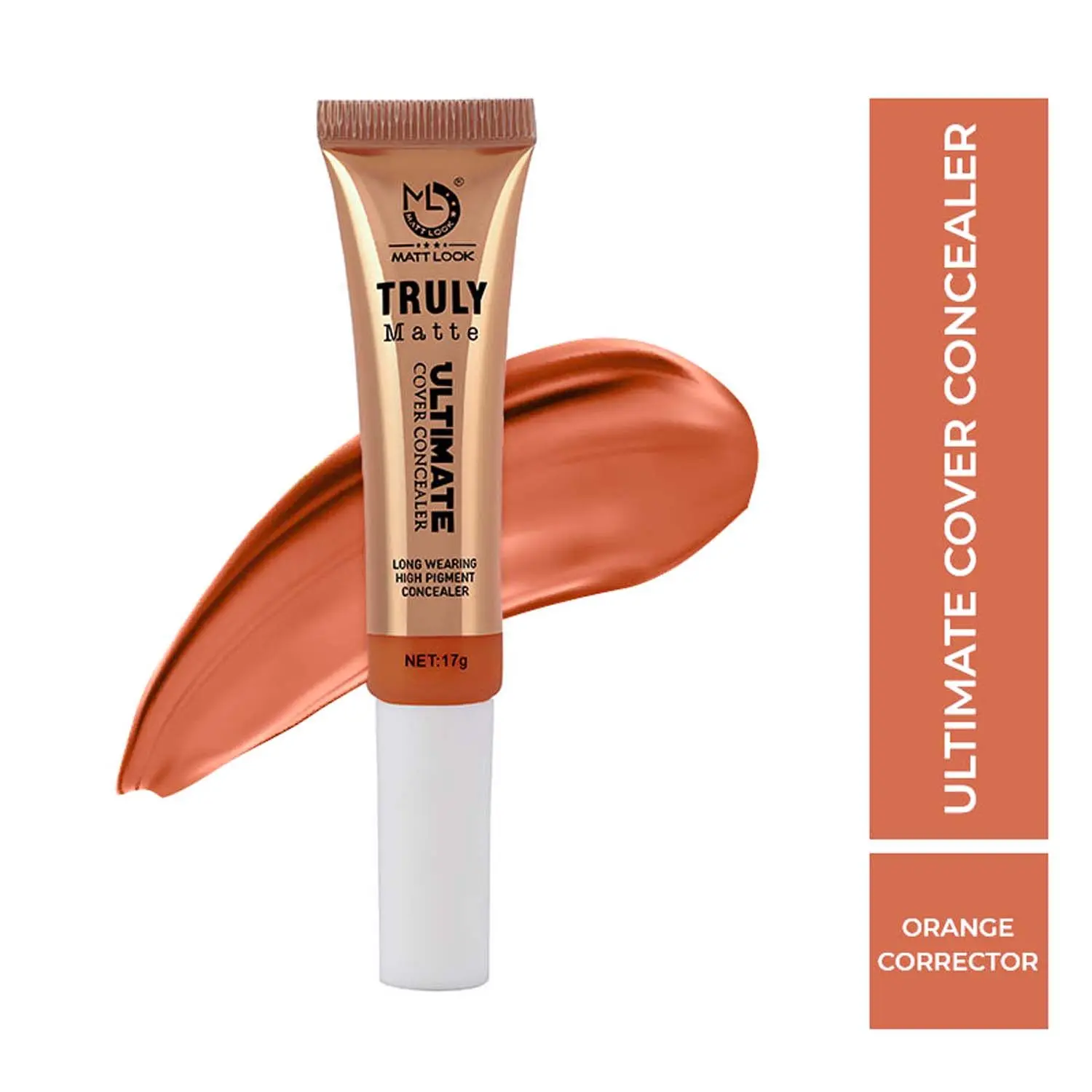 Matt look Truly Matte Ultimate Cover Concealer, Longwearing & High Pigment Concealer, Orange Corrector (17gm)