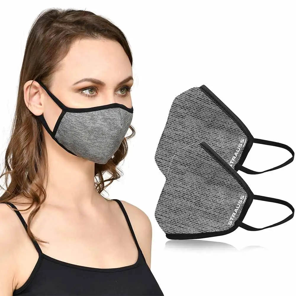 Strauss Unisex Anti-Bacterial Protection Mask,  Non Vent, Small, Grey (Pack of 2)