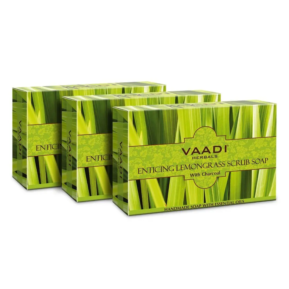 Vaadi Herbals Enticing Lemongrass Scrub Soap (75 g) (Pack of 3)