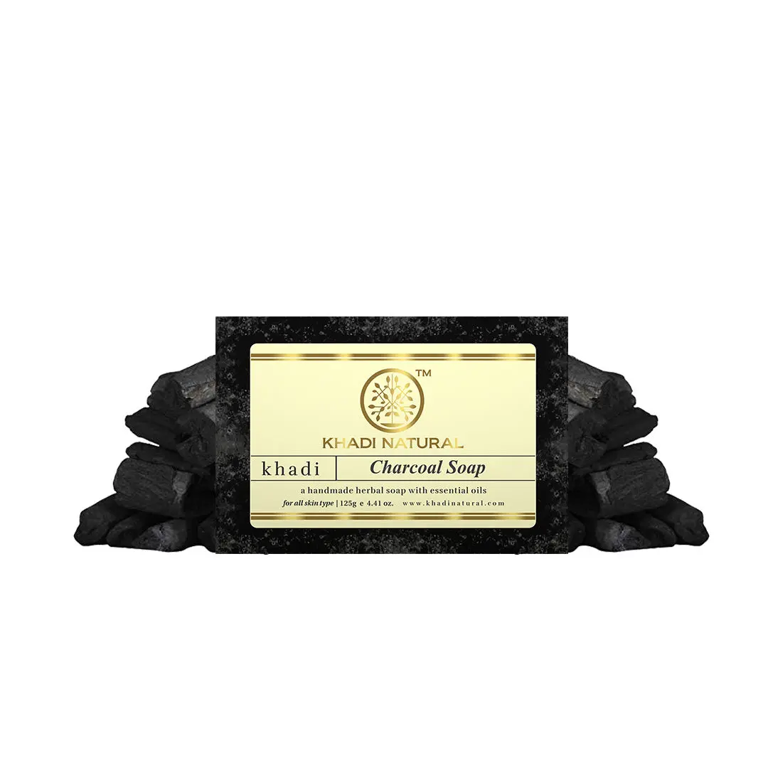 Khadi Natural Charcoal Handmade Soap| Reduce Acne & Blackheads - (125gm)