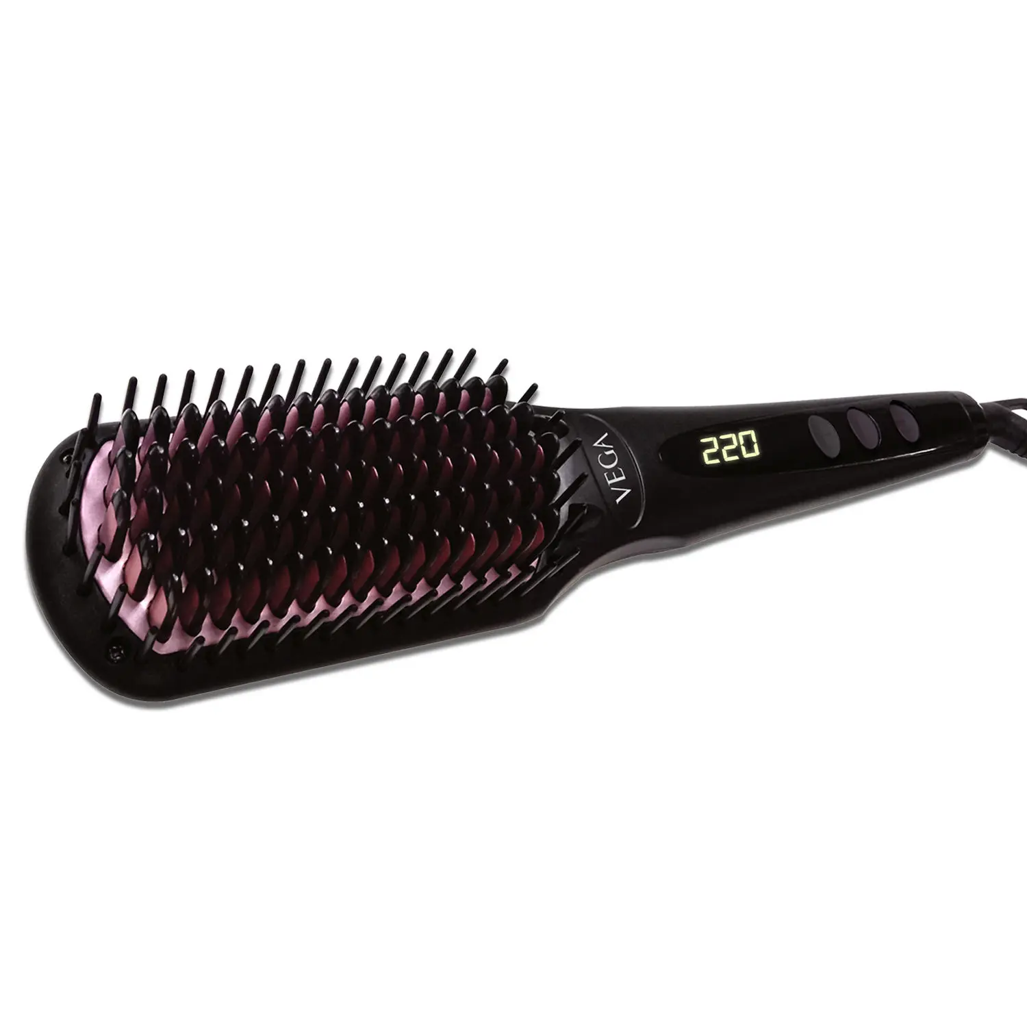 VEGA Black Shine Hair Straightening Brush With Ionic Technology & 16 Temprature Settings, (VHSB-04)
