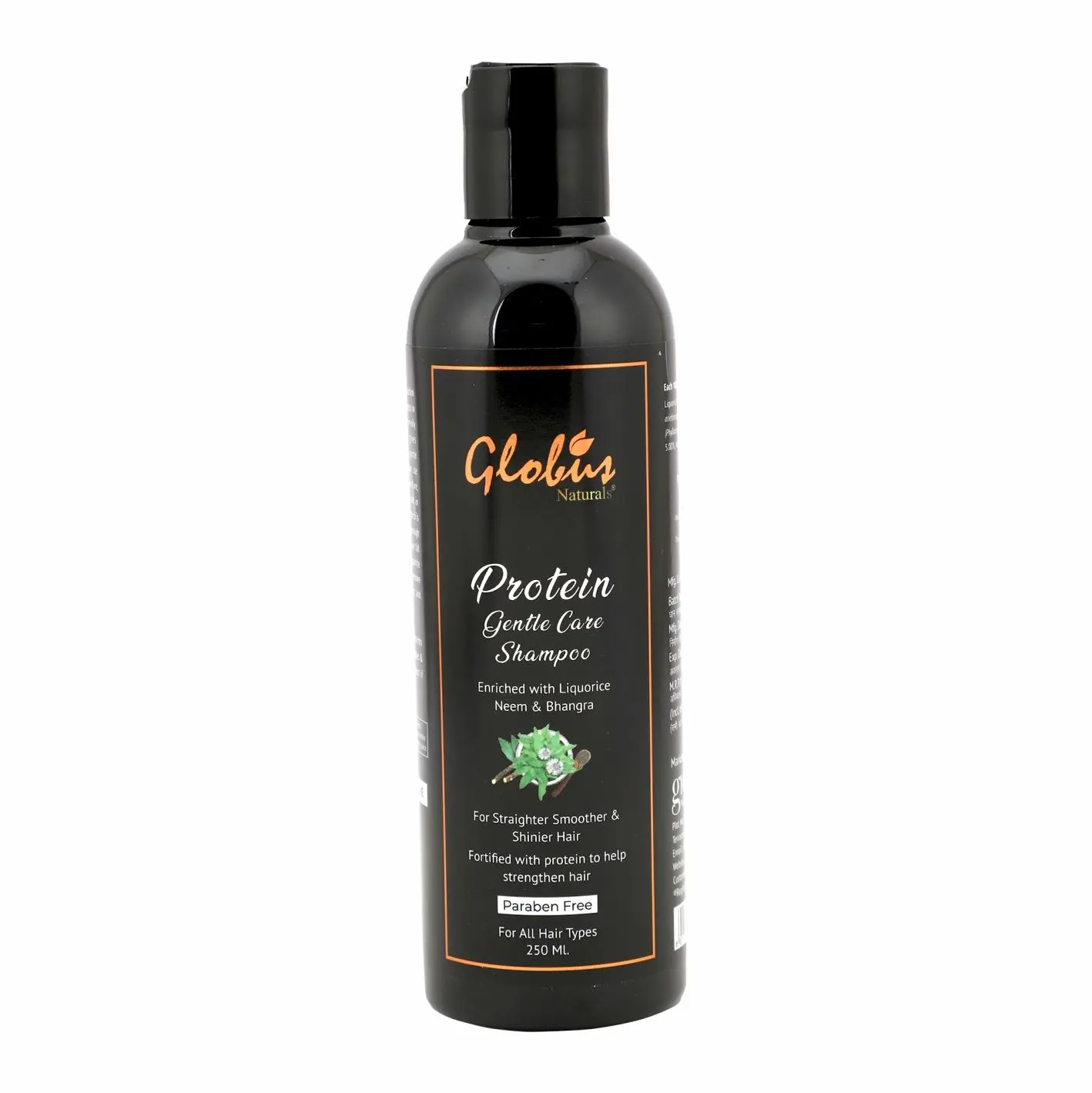 Globus Naturals Protein Gentle Care Hair Growth Shampoo Enriched with Liquorice,Bhringraj,Neem,Chickpeas,& Aloe vera||Promotes Hair Growth & Strengthen Hair follicle |No Parabens|250 ml