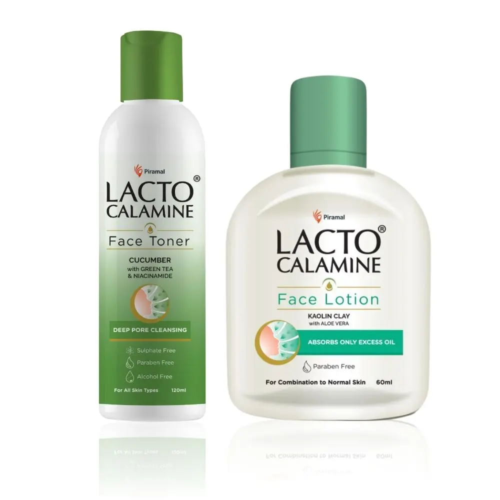 Lacto Calamine Face Lotion Kaolin Clay with Aloe Vera 60 ml + Cucumber Face Toner 120ml combo