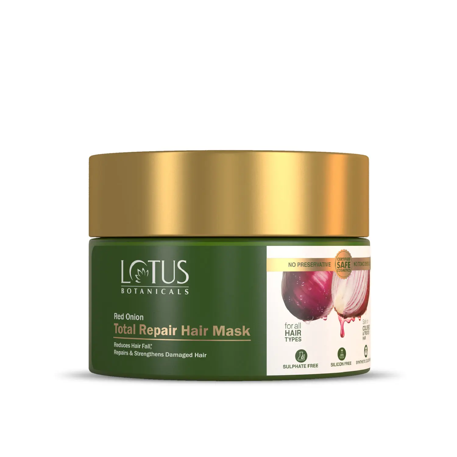 Lotus Botanicals Red Onion Total Repair Hair Mask | Sulphate, Silicon & Chemical Free | All Hair Types | 200g