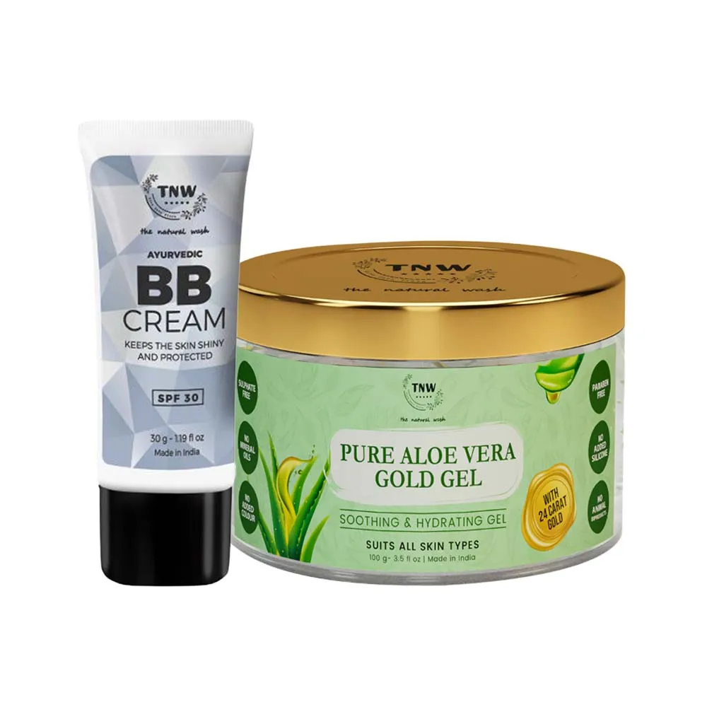 TNW The Natural Wash BB Cream and Pure Aloe Vera Gold Gel for Glowing Skin Combo