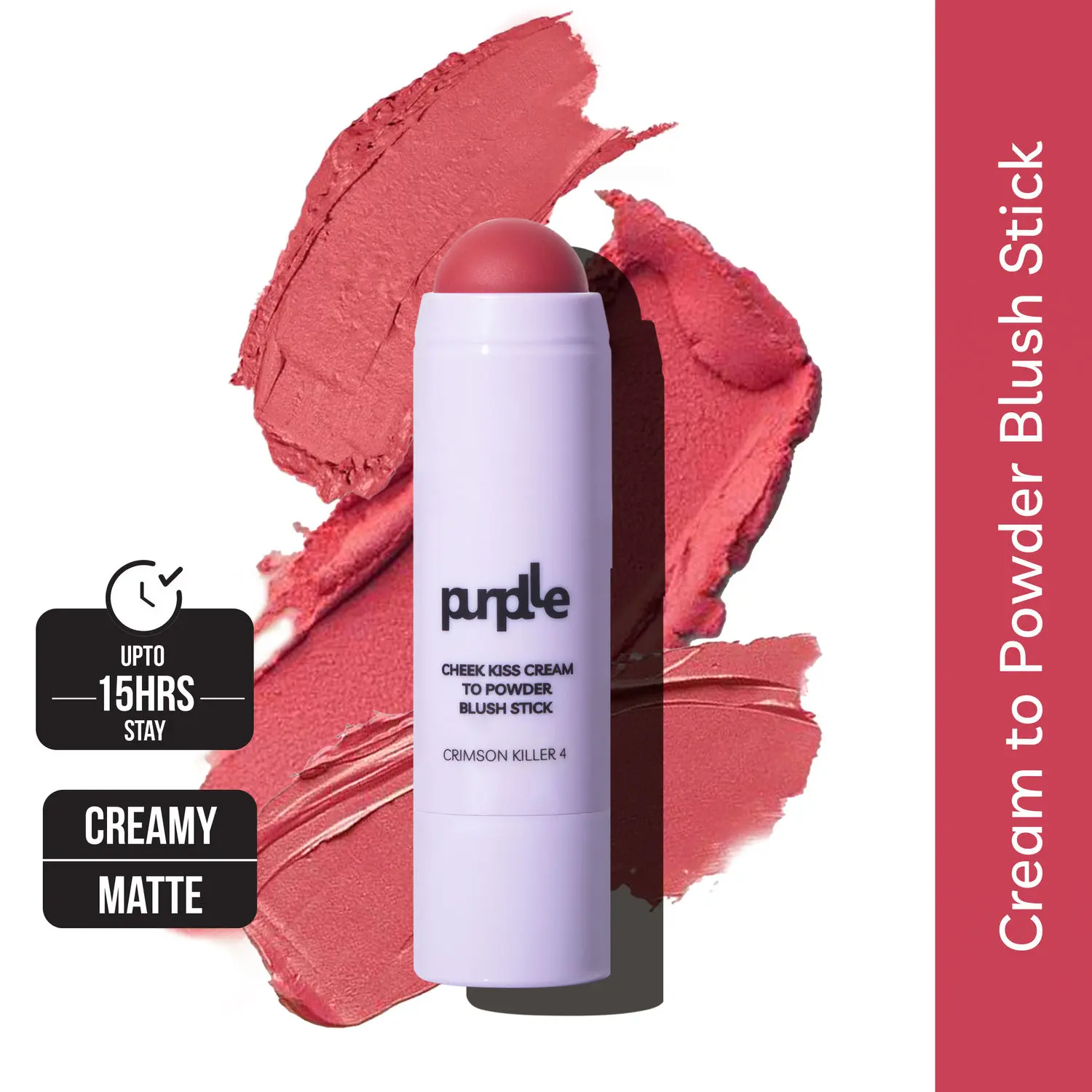 Purplle Cheek Kiss Cream to Powder Blush Stick Crimson Killer 4