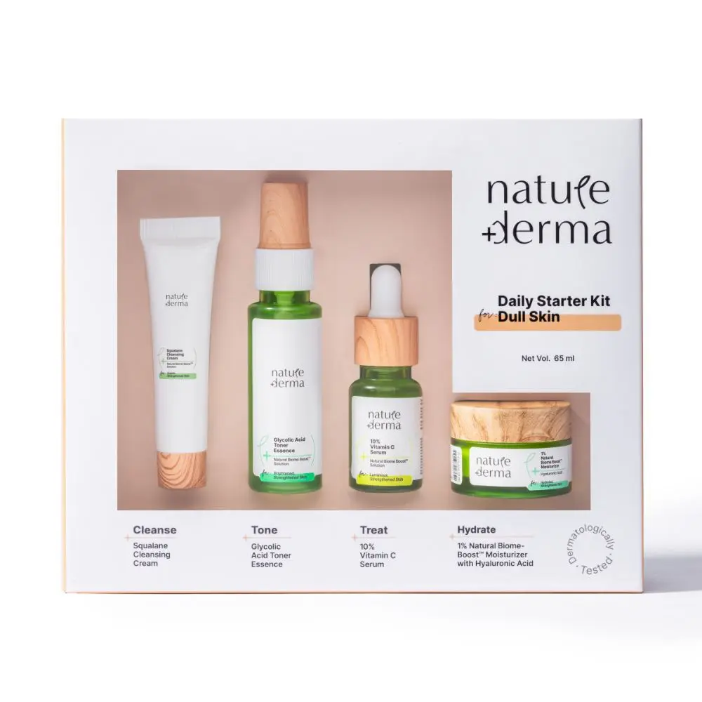 Nature Derma Daily Starter Kit: Skincare Solution for Dull Skin with Natural Biome-BoostTM Solution