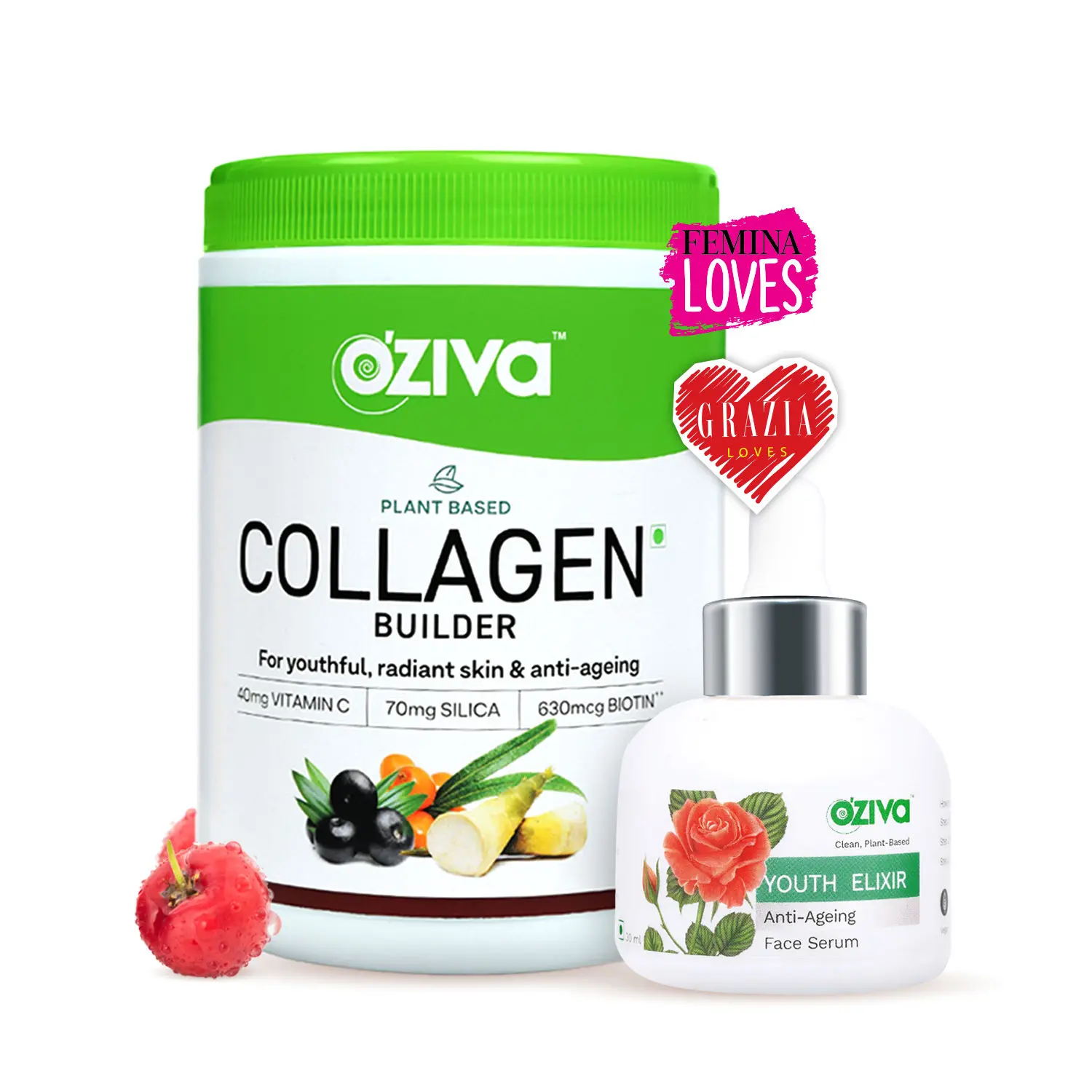 OZiva Daily Anti-Ageing Routine: Youth Elixir Face Serum+Plant Based Collagen Builder