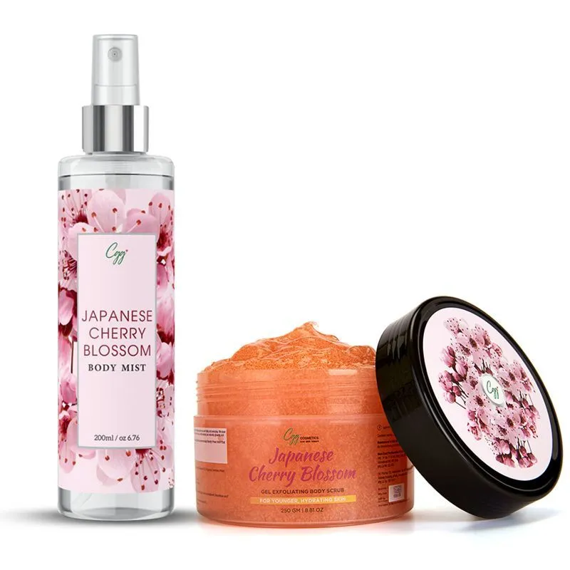 CGG Cosmetics Japanese Cherry Blossom Gel Exfoliating Body Scrub & Body Mist Combo Packs