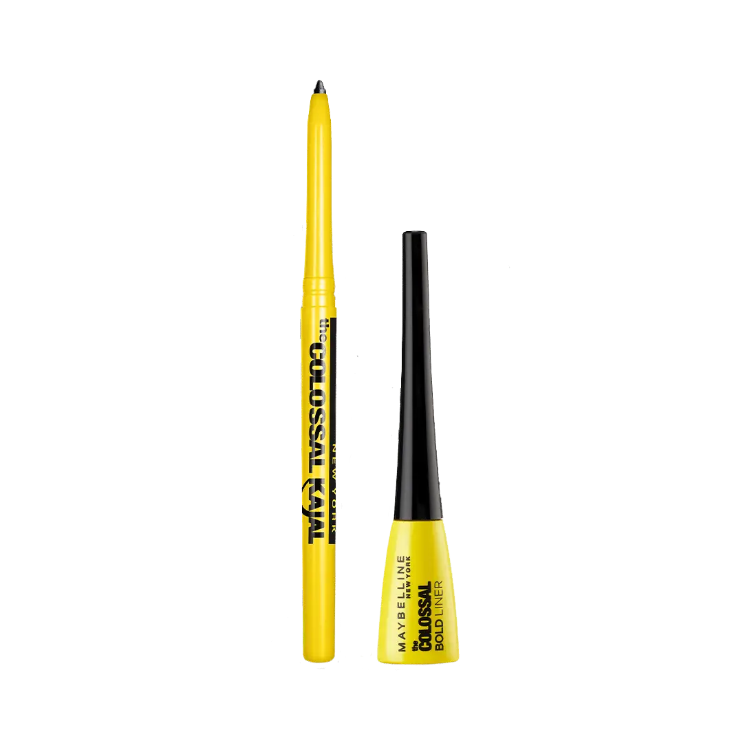 Maybelline New York Colossal Bold Liner & Colossal Kajal Combo Pack - Eye Essential Kit That Includes Smudge-proof, Waterproof Eyeliner & Kajal With 24Hr Long Lasting Power