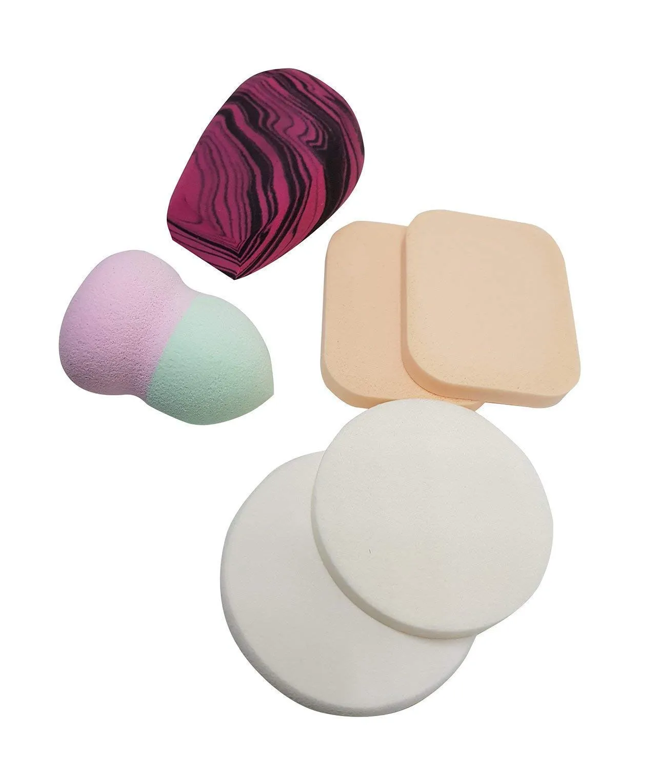 Bronson Professional 6 In 1 Makeup Blender Sponge Set & Puff Set ( Color & Shape May Vary)