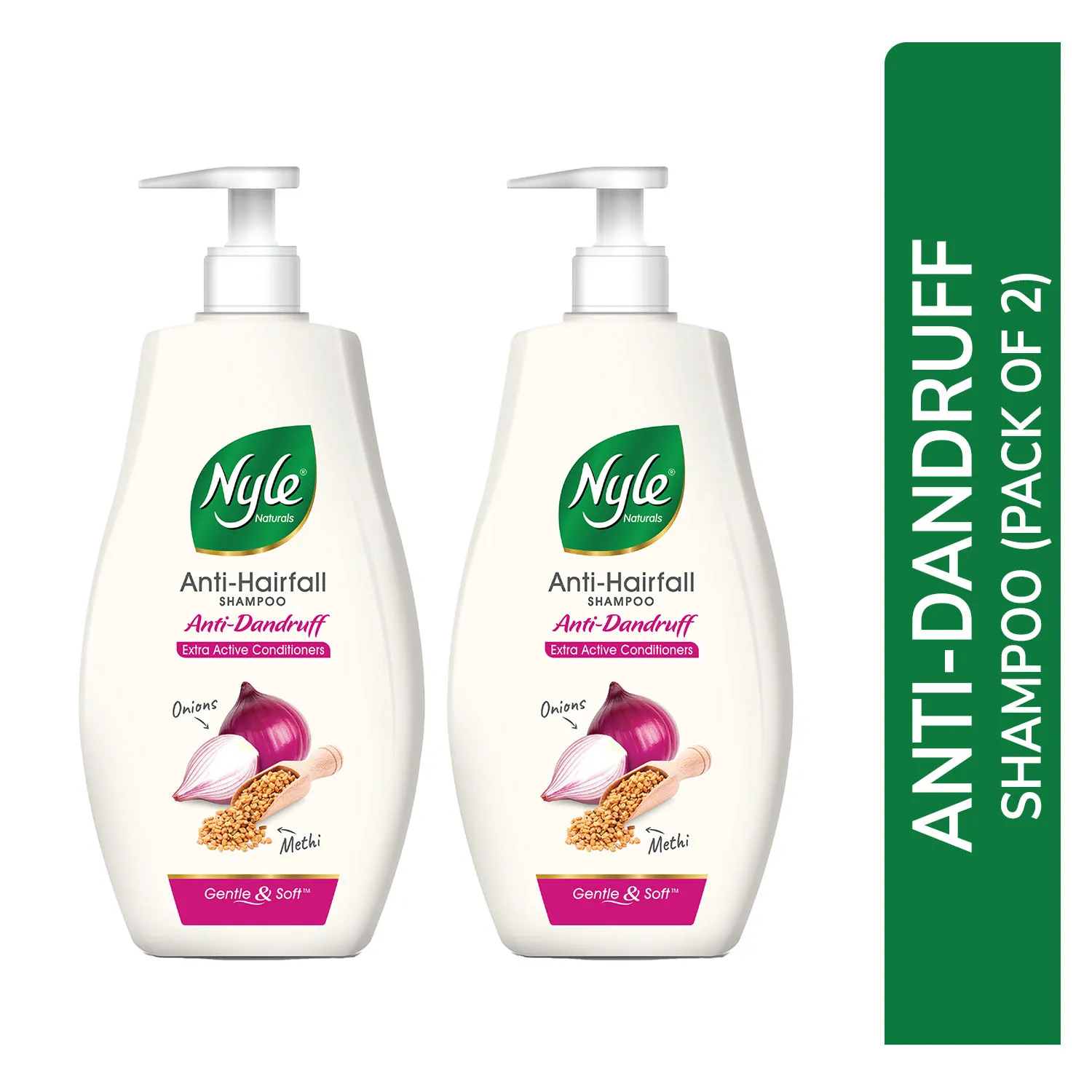 Nyle Naturals Anti Dandruff 2 In 1 Shampoo with Active Conditioner - Pack of 2