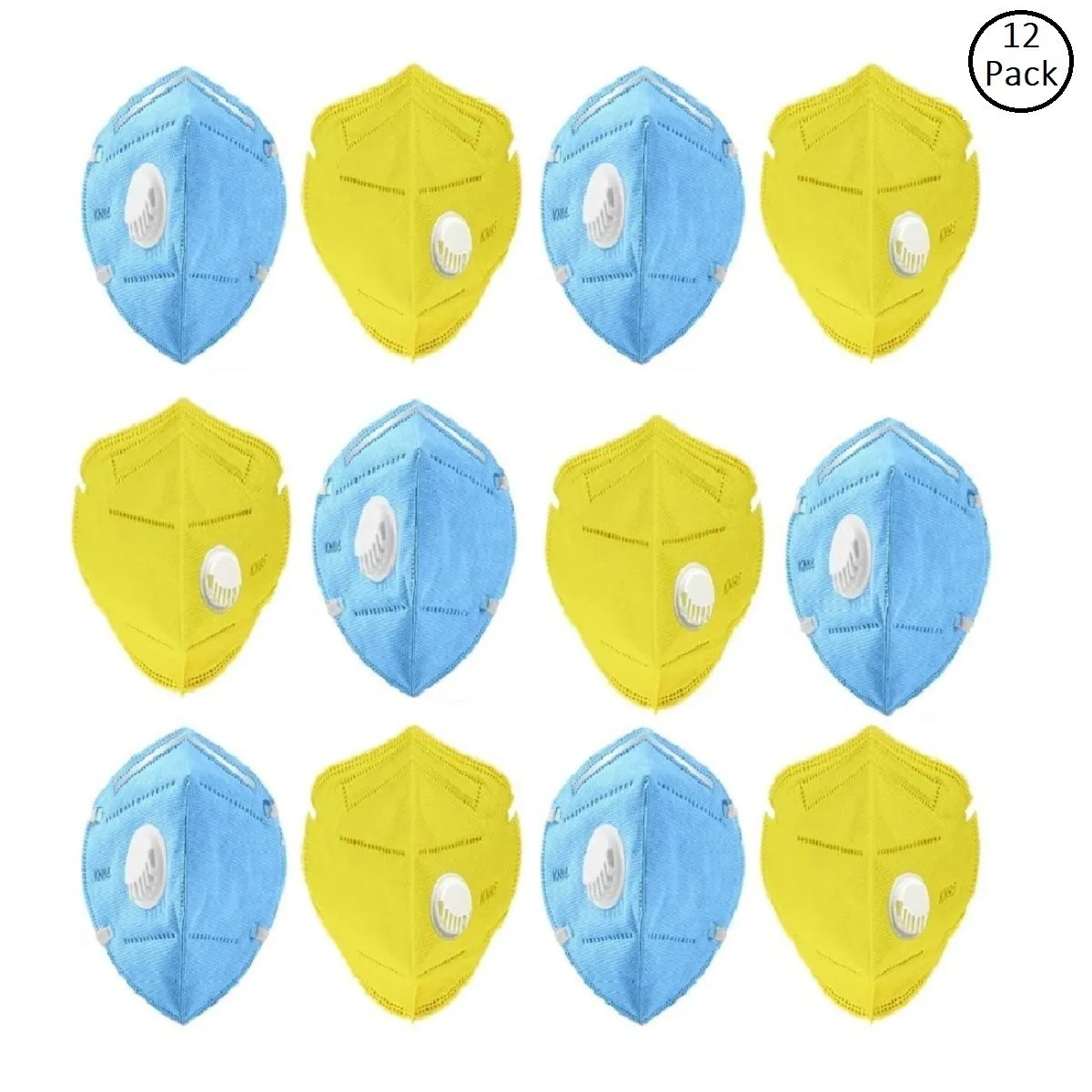 OOMPH Pack of 12 Anti-Pollution Reusable 5 Layer Mask - Blue Yellow