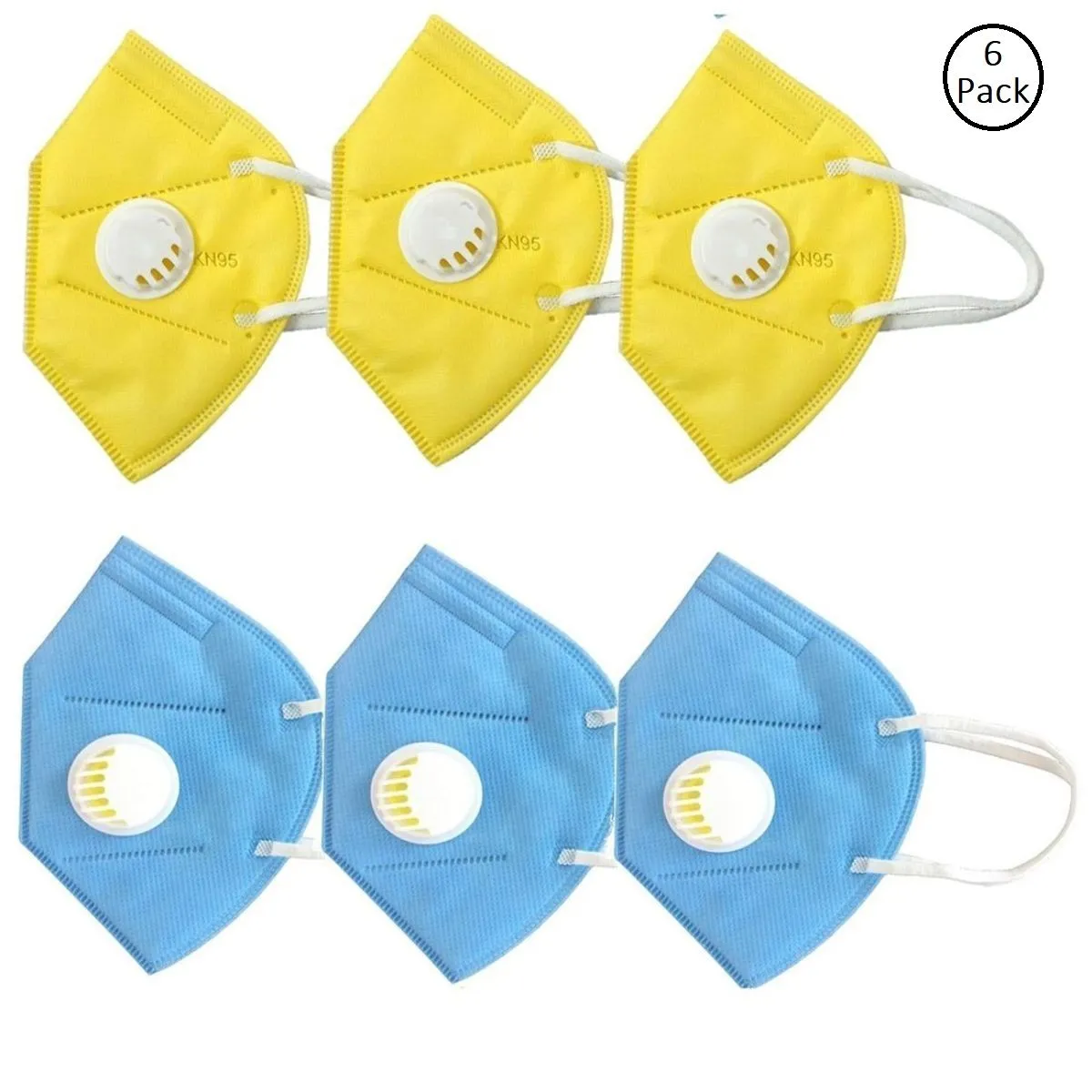 Fabula Pack Of 6 Anti-Pollution Reusable 5 Layer Mask - Blue Yellow