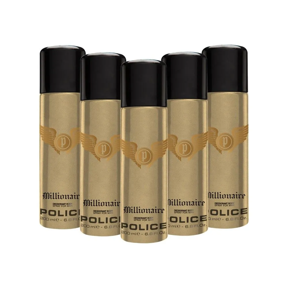 Police Millionaire Homme Deodorant Spray (Pack Of 5)