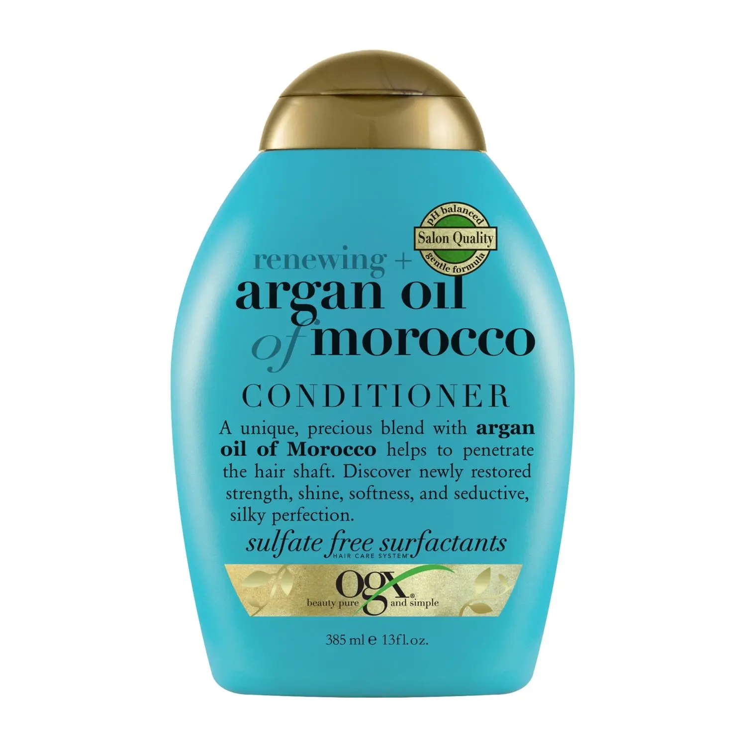 OGX Renewing + Argan Oil of Morocco Hydrating Hair Conditioner, Cold-Pressed Argan Oil to Help Moisturize, Soften & Strengthen Hair, Paraben-Free with Sulfate-Free Surfactants, 385ml