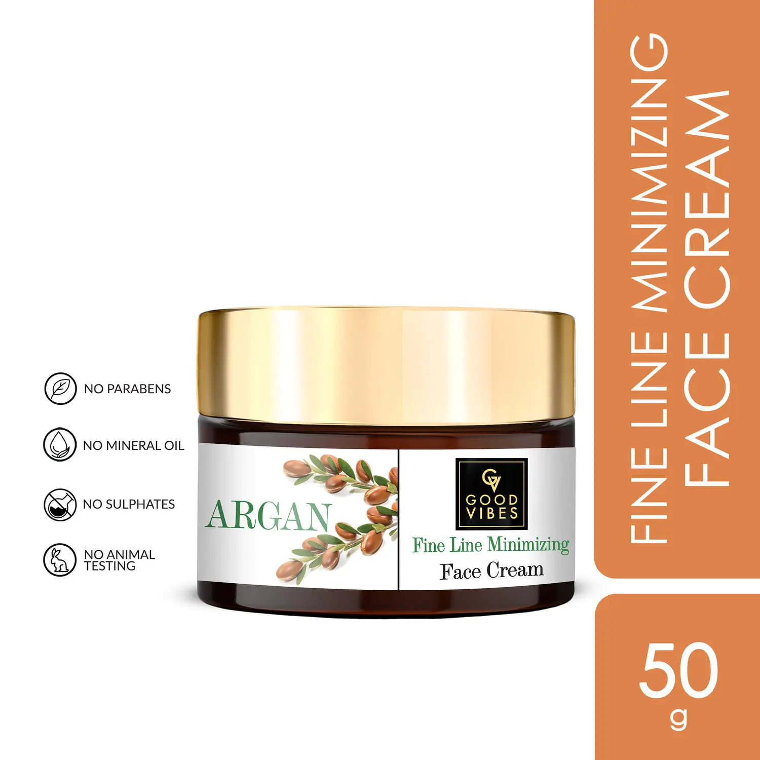 Good Vibes Argan Fine Line Minimizing Face Cream | Anti-Ageing, Smoothening | No Parabens, No Sulphates, No Mineral Oil, No Animal Testing (50 gm)