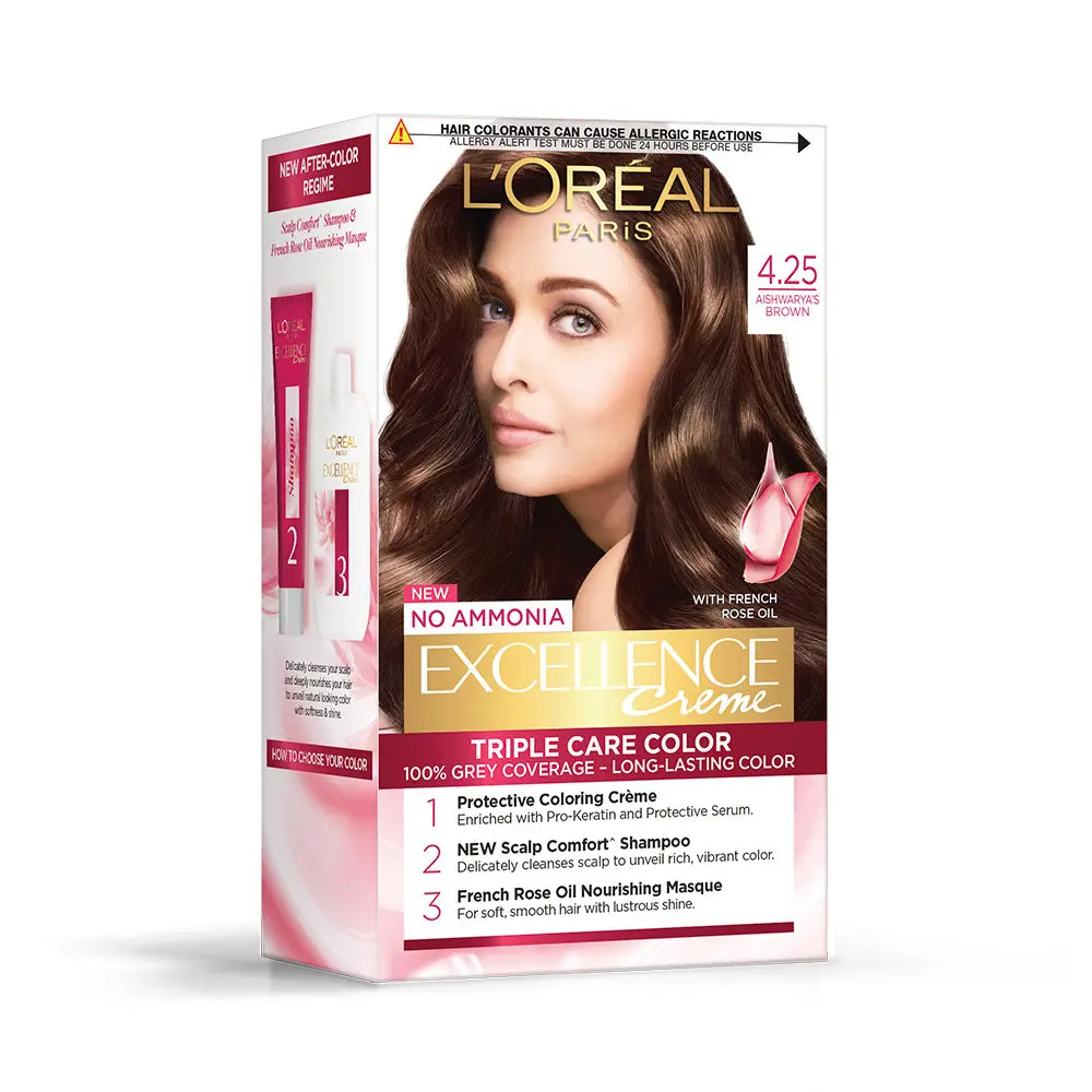 L'Oreal Paris Excellence Creme Hair Color - Aishwarya's Brown 4.25 (72 ml + 100 g)