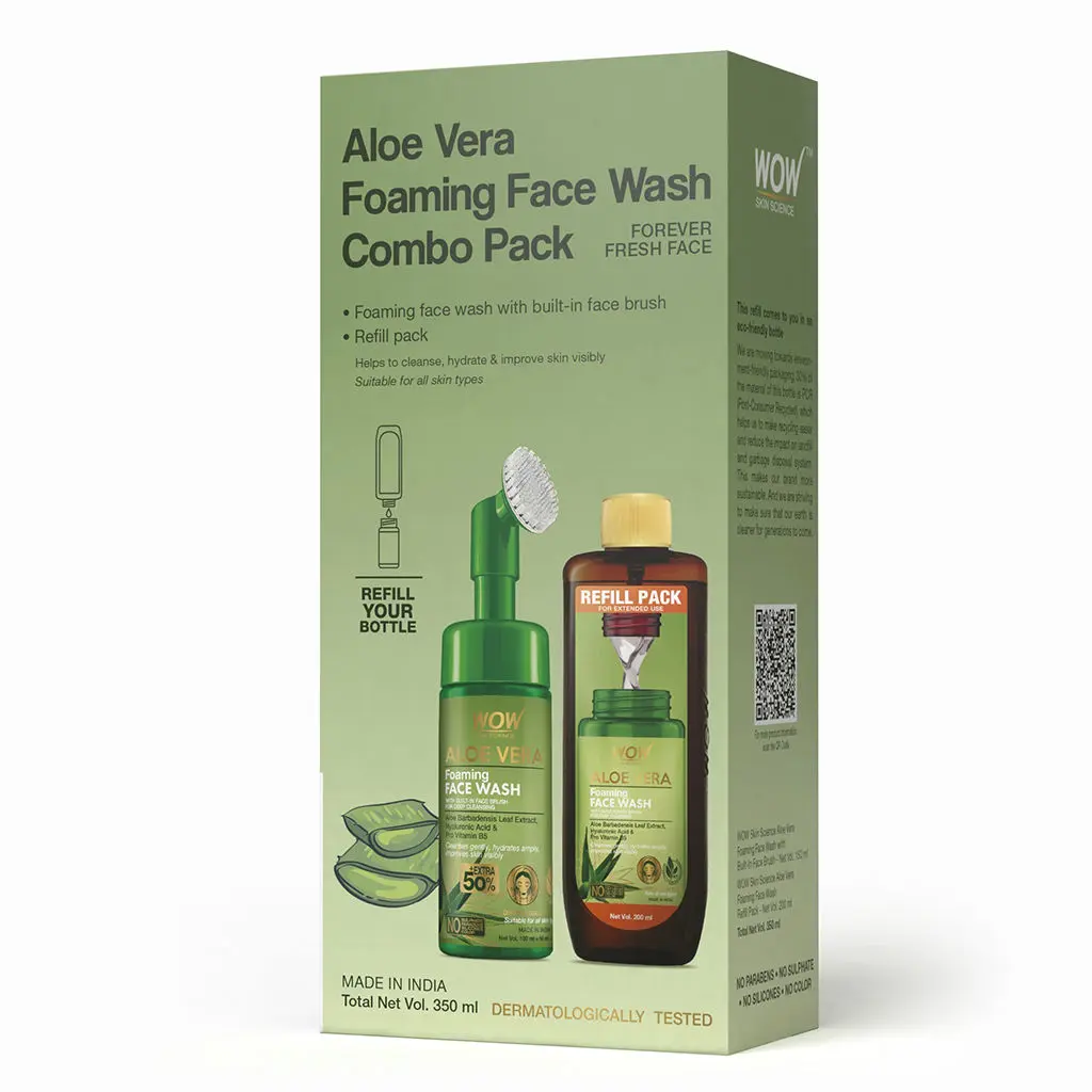 WOW Skin Science Aloe Vera Foaming Face Wash Save Earth Combo Pack- 350mL