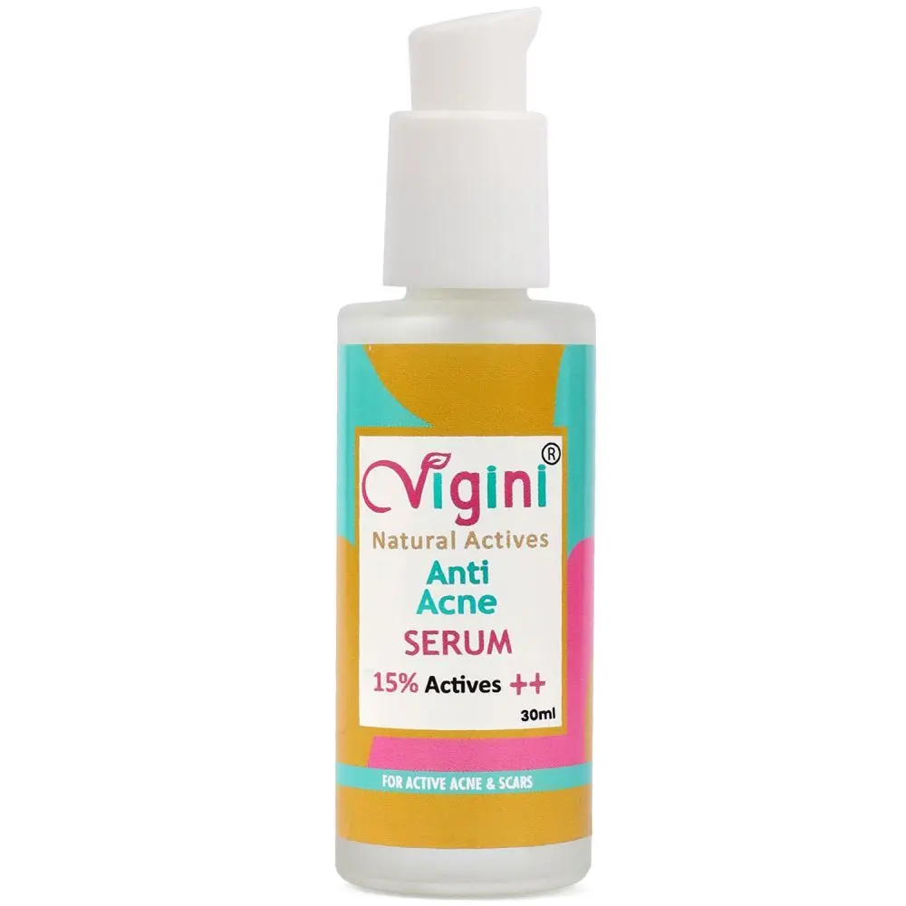 Vigini 15% Actives Anti Acne Day Night Face Serum for Oily Prone Bumpy Skin Pimple Removal Reduce Blackheads Whiteheads Scars, Pores Tightening ( Salicylic Azelaic Hyaluronic ) Acid Vitamin C Alpha Arbutin Men Women 30ml