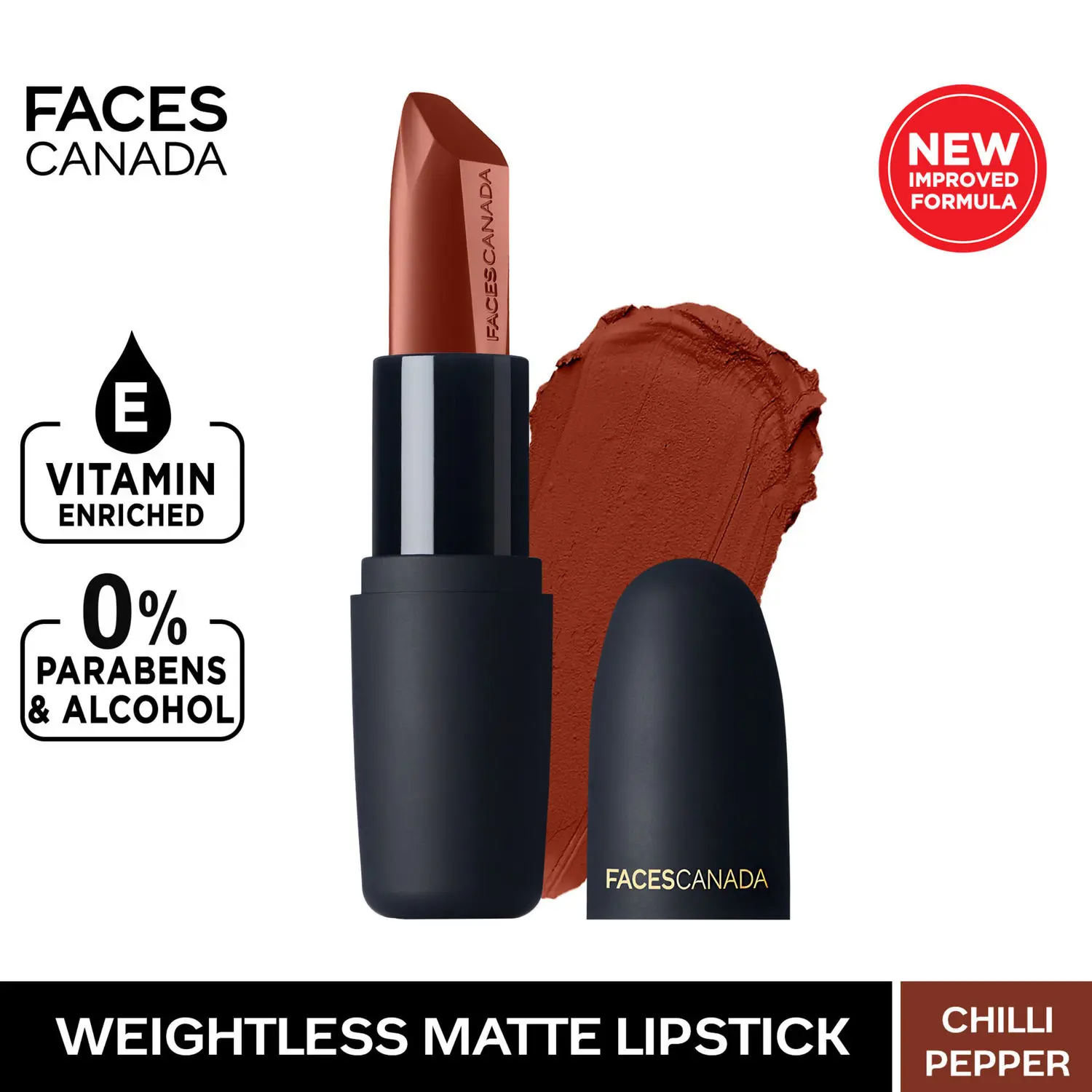 Faces Canada Weightless Matte Lipstick |Jojoba and Almond Oil enriched| Highly pigmented | Smooth One Stroke Weightless Color | Keeps Lips Moisturized | Shade - Chilli Pepper 4.5 g