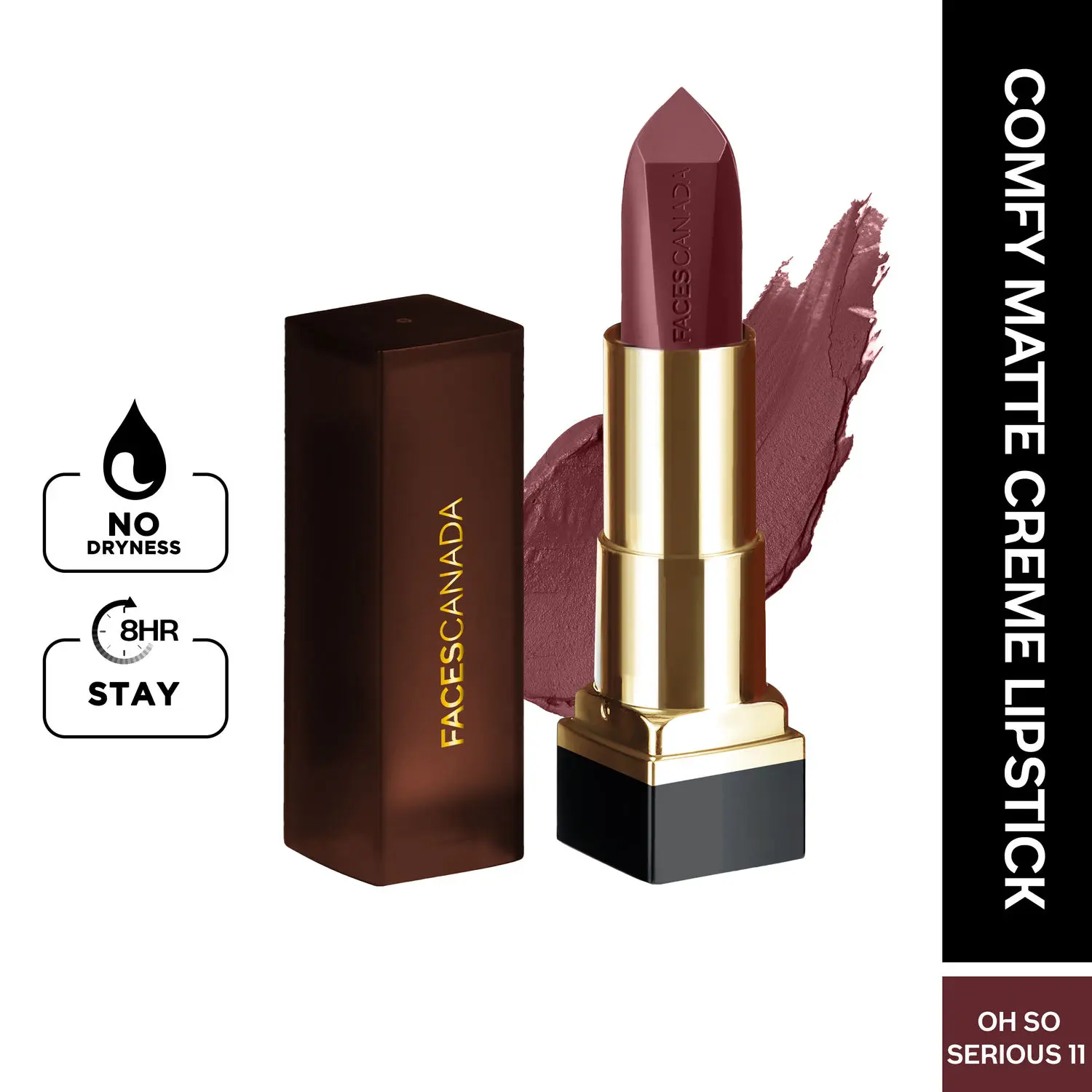 FACES CANADA ComfyMatte Creme Lipstick - Oh So Serious 11 4.2g I Long Stay I No Dryness I Hydrating I Hyaluronic Acid I Cocoa Butter I Cruelty-free