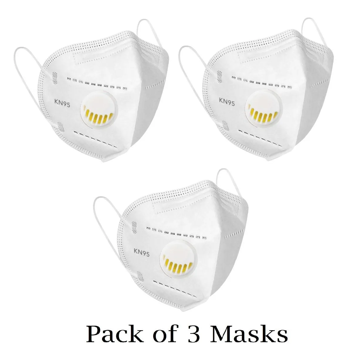 Fabula White KN95 Anti-Pollution Mask with Respirator Valve Pack of 3