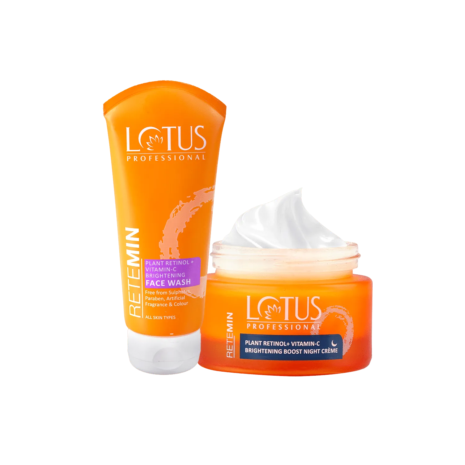 Lotus Professional Retemin Plant Retinol + Vitamin C Brightening Boost Night Creme & Face Wash Combo