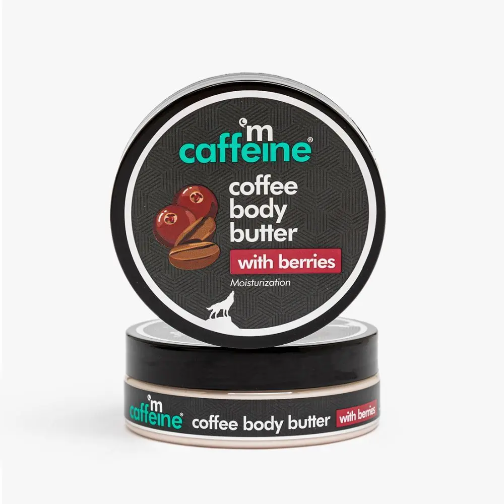 mCaffeine Coffee & Berries Body Butter with Shea Butter for Soft Skin | Moisturizes, Nourishes Dry Skin | Fruity Coffee Aroma, Vitamin C Rich -100g 100 gm