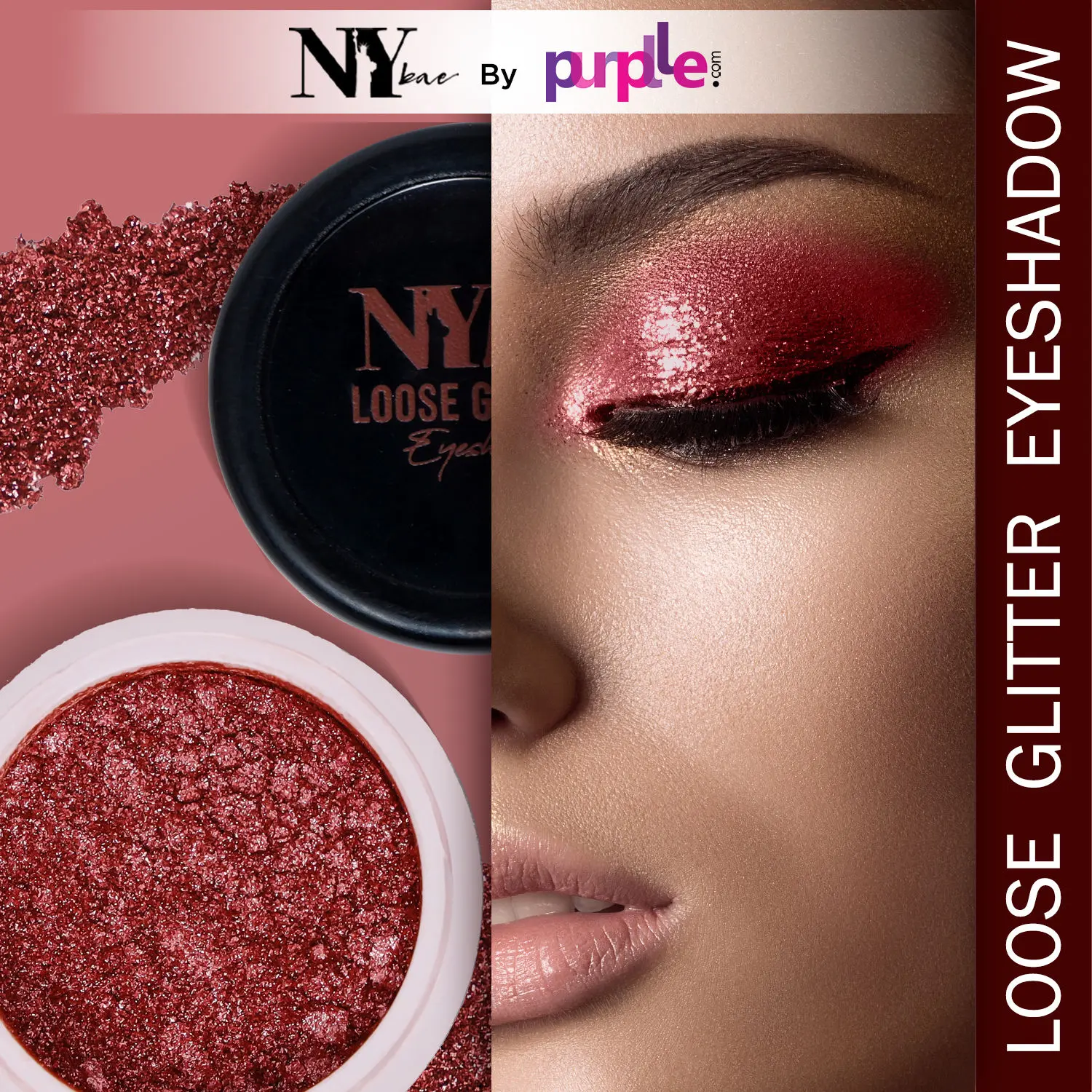 NY Bae Loose Glitter Eyeshadow - Diamond Red 14 (2 g) | Rich Glitter Finish | Enriched with Oils & Fruit Extract | Super Pigmented | Long lasting | Easy To Use | Cruelty Free