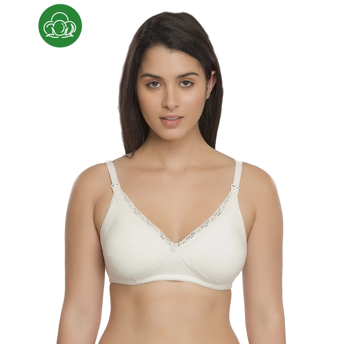 Inner Sense Organic Antimicrobial Laced Soft Nursing Bra - White