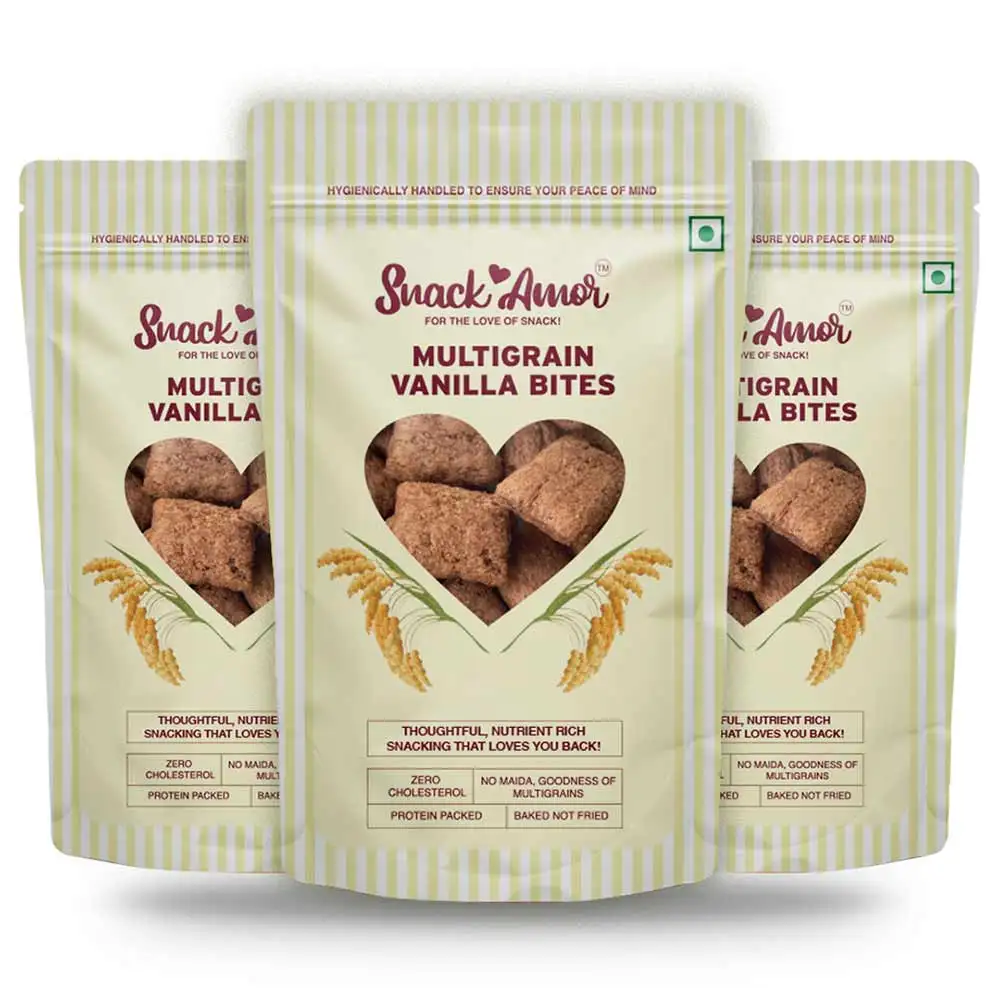 SnackAmor Multigrain Bites,  Vanilla (Pack of 3)  100 g