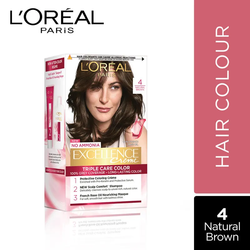 L'Oreal Paris Excellence Creme Triple Care Hair Color - 4 Natural Brown\n