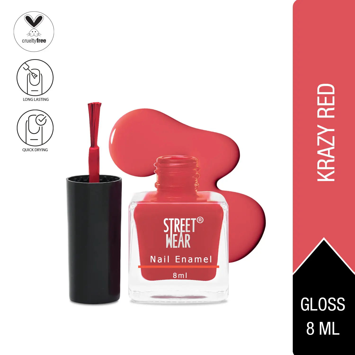 Street Wear Nail Enamel (Revamp) Krazy Red (8 ml)