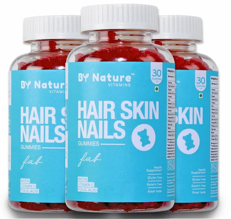 By Nature Fab Hair Skin Nail Vitamins with Biotin 3 Month Pack