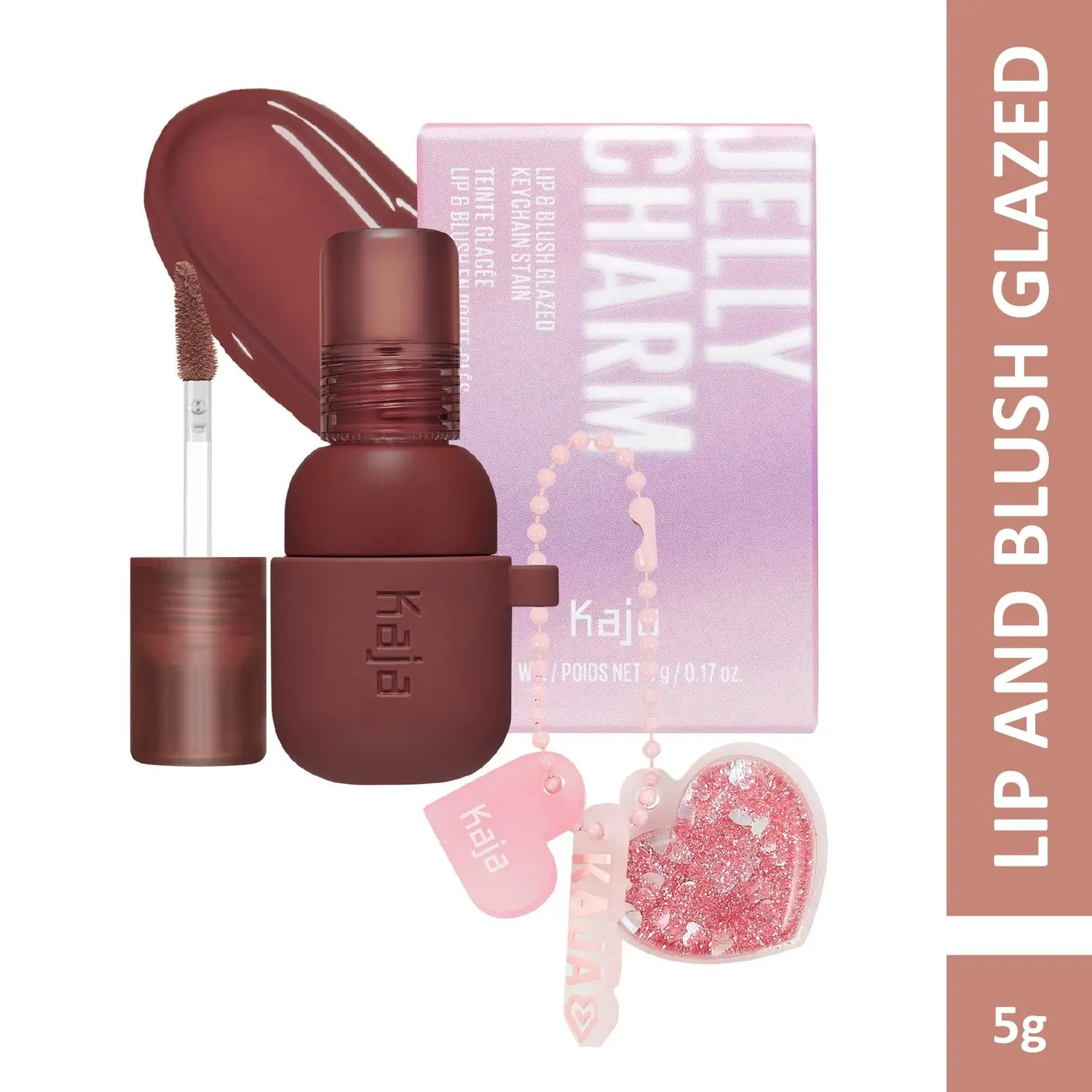 KAJA JELLY CHARM | Lip Stain & Blush | With Keychain Combo | 06 Mocha Glaze 5 g | Lipstick, Cruelty-free, Vegan, Paraben-free, Sulfate-free, Phthalates-free, K-Beauty, Korean Beauty