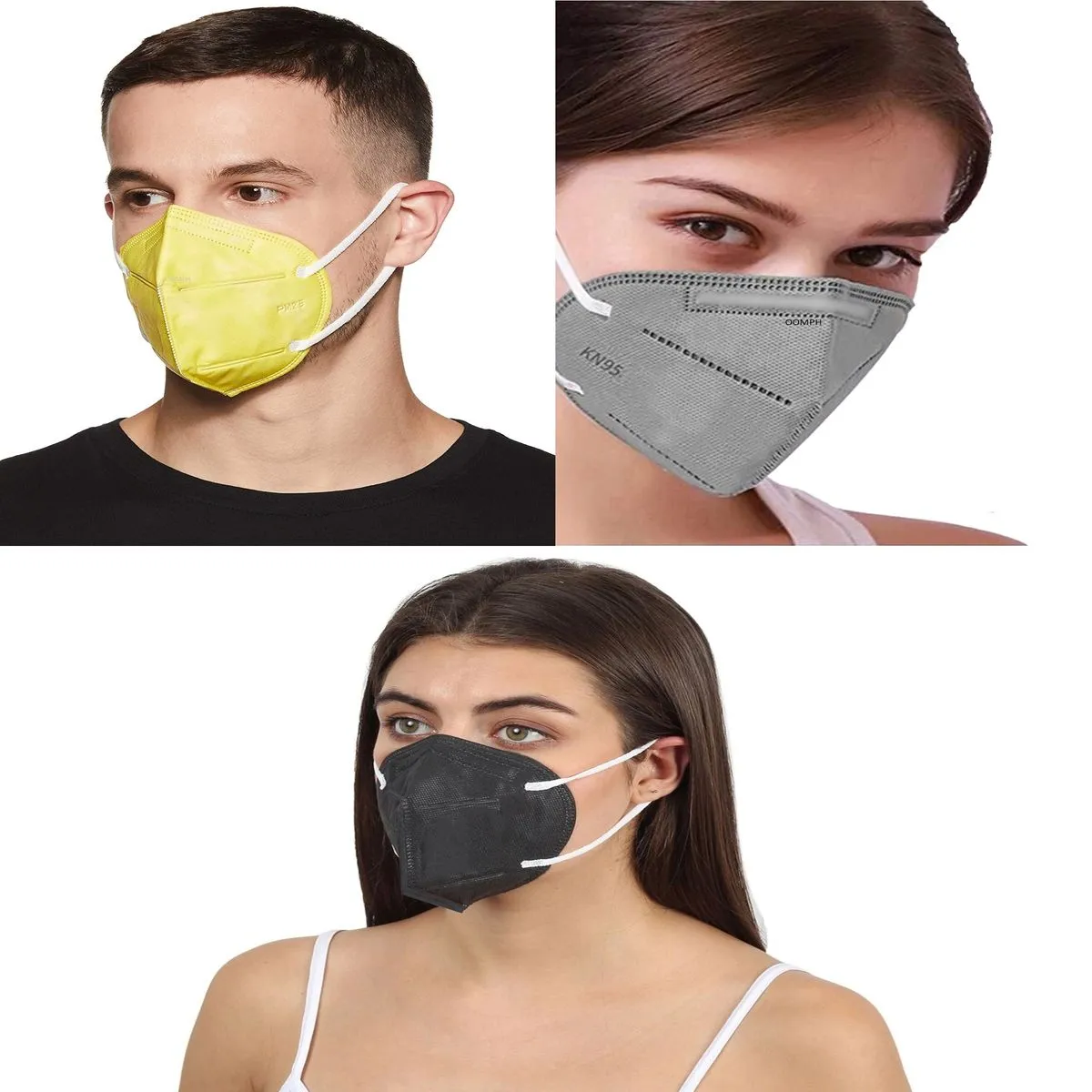 OOMPH Pack of 3 Kn95/N95 Anti-Pollution Reusable 5-Layer Mask