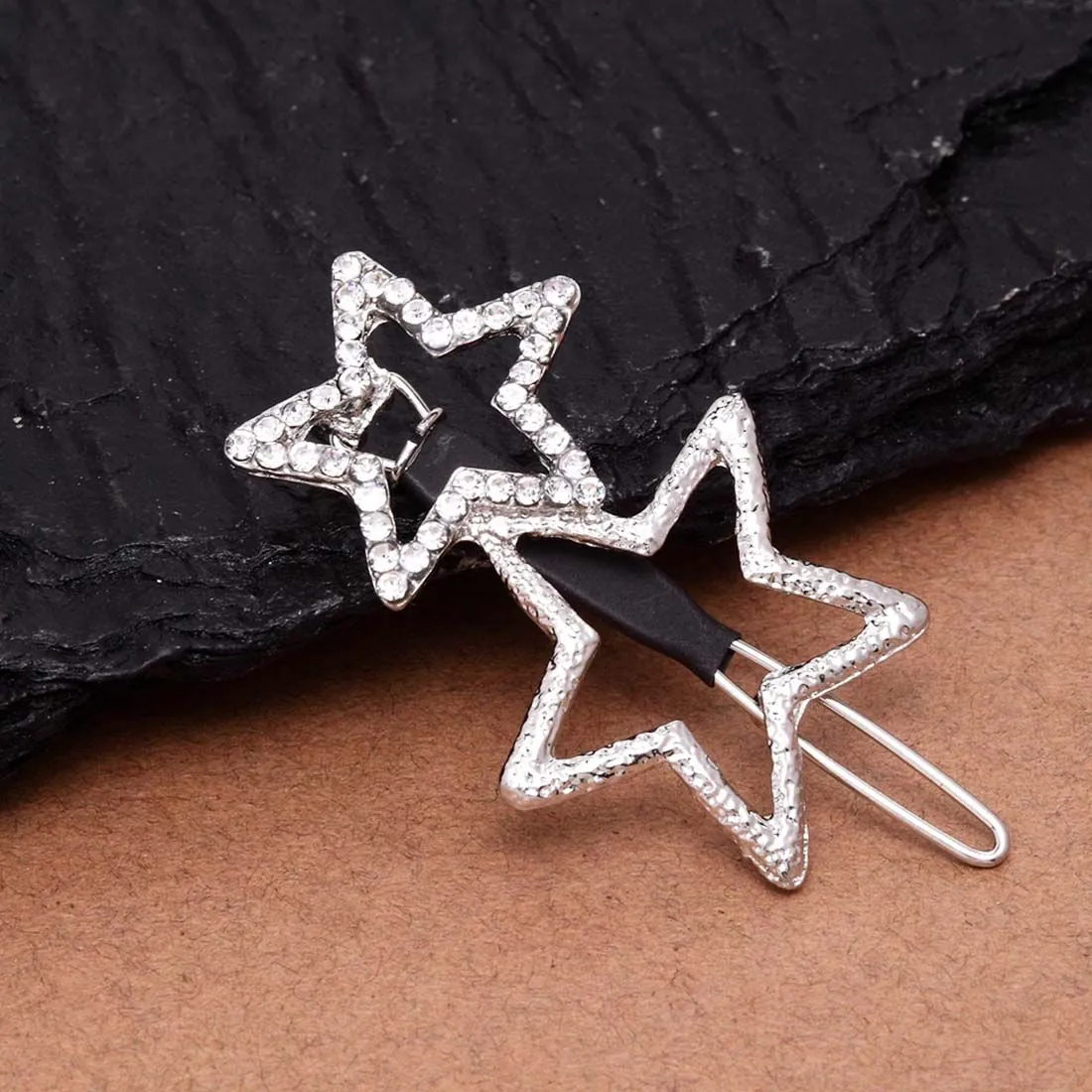 Ferosh Silver Dual Star Hairpin